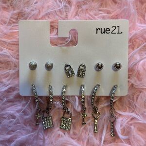 Rue21 Silver Hoops & Studs Earrings Set